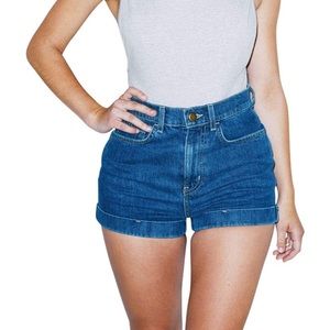 American Apparel Denim High-Waist Cuff Shorts /  26 / Medium Wash